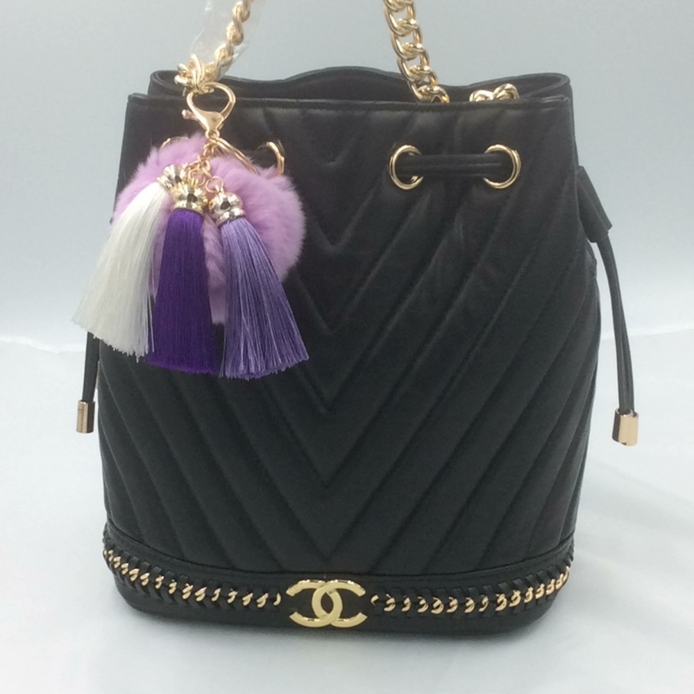 Beautiful purple soft fur with tassels key chain